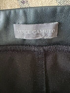Vince Camuto Black Leather-Trim Waistband Skirt
